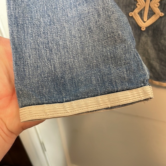 J Crew Chambray Denim Popover Tunic Top Soutache Embroidered Boho Sz 10 - Picture 7 of 12